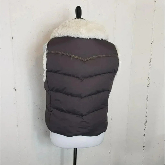 Big chill L Brown faux fur lined puffer vest - Picture 3 of 6